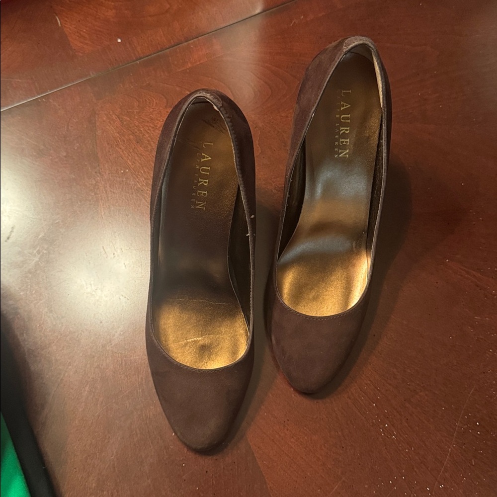 Ralph Lauren Brown Suede Heels